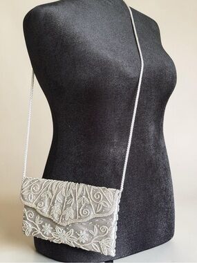 Apt 9 Beaded Floral Evening Clutch Shoulder Bag - Ivory